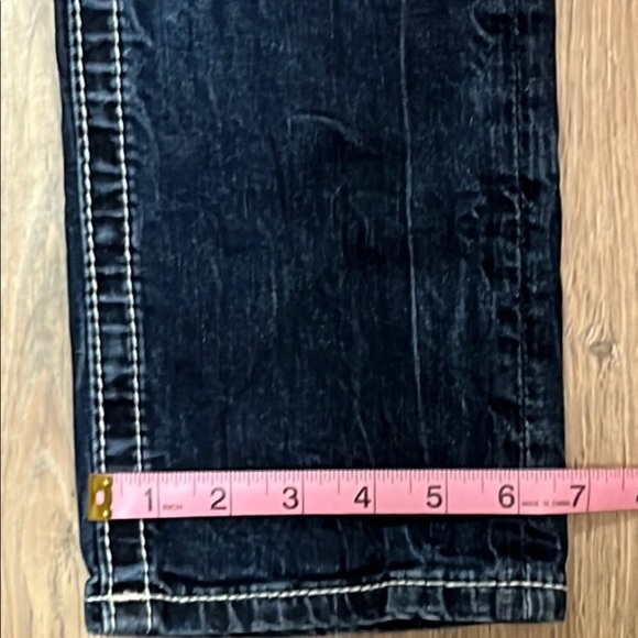 Miss Me Jeans Blue Straight Angel Wing Leather Bling Vintage Y2K Rhinestone Slim - Picture 10 of 14